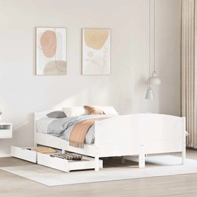 vidaXL Cama sem colchão 140x200 cm madeira de pinho maciça branco
