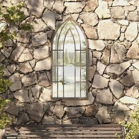 318353 vidaXL Espelho de jardim p/ uso exterior ferro 100x45 cm cor de areia