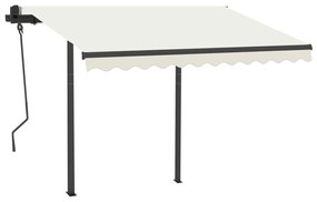 Toldo retrátil automático com postes 3,5x2,5 m cor creme