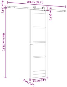 Porta Deslizante vidaXL com Conjunto de Hardware Branca 61x198,5 cm Ma
