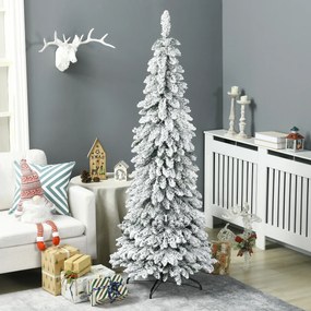 Árvore de Natal Artificial efeito neve com 523 Ramos Suporte de Aço Dobrável Decoração para Casa Festas Ø74x180 cm Verde