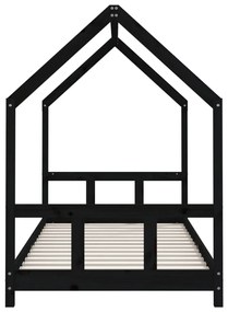Estrutura de cama infantil 90x200 cm pinho maciço preto
