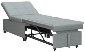 Sofá-cama 3 em 1 - Sofá Retrátil em Tecido Cinza Claro