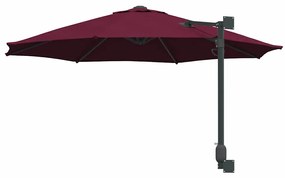 Parasol de Jardim Montado na Parede Bordeaux Vermelho 250 cm