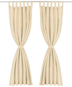 Cortinas de cetim com presilhas 2 pcs 140x245 cm bege