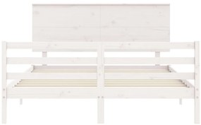 Estrutura de cama King Size com cabeceira madeira maciça branco