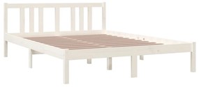 Estrutura de cama 140x200 cm madeira maciça branco