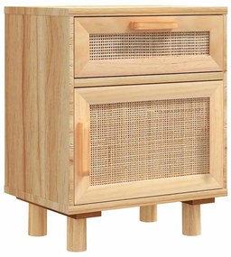 Mesas de cabeceira 2 pcs pinho maciço e vime natural castanho
