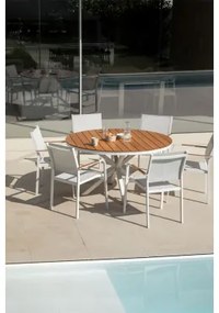 Conjunto De Mesa Redonda (ø140 Cm) E 6 Cadeiras De Jardim Archer Gardénia Branco - Sklum