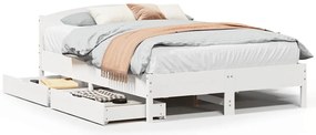 Cama sem colchão 140x200 cm madeira de pinho maciça branco