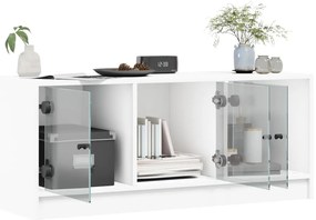 Móvel de TV c/ portas de vidro 102x37x42 cm branco