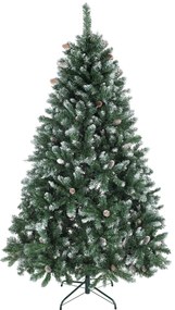 Árvore de Natal Artificial 180 cm Árvore de Natal com 910 Ramos com Efeito Neve 58 Pinhas Verde