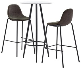 vidaXL 3 pcs conjunto de bar tecido cinzento-escuro