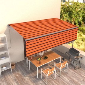 vidaXL Toldo retrátil automático com estore 5x3 m laranja e castanho
