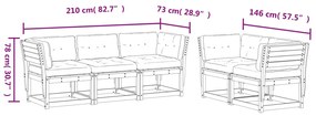 5pcs conj. sofás jardim + almofadões pinho maciço castanho-mel