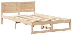 Estrutura de Cama Natural Madeira de Pinho Maciço 140 x 190 cm