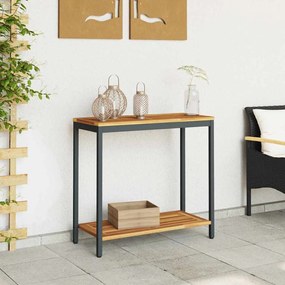 Mesa Outdoor Natural e Preto 35x80x75 cm em madeira sólida e aço
