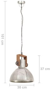 Candeeiro suspenso industrial redondo 25 W 30 cm E27 prateado