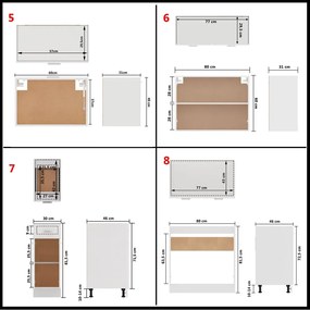 11 pcs conjunto armários de cozinha contraplacado branco