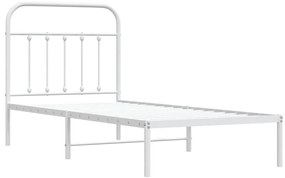 Estrutura de cama com cabeceira 90x200 cm metal branco