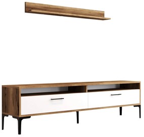 Móvel TV Istanbul – Nogueira e Branco – 180x47x35 cm
