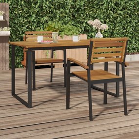 vidaXL Cadeiras de jardim empilháveis 2 pcs acácia maciça e metal