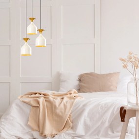 Candeeiro de Teto Sivani – Branco e Dourado – Diâmetro 40 cm, Altura 1