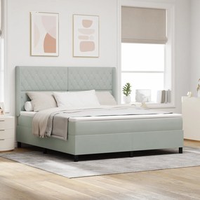 Cama de Box Spring vidaXL com Colchão e Luz LED Cinza Claro 180x200 cm Veludo