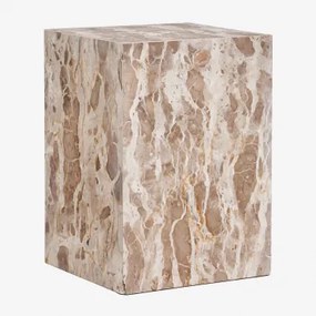 Mesa De Cabeceira 35x35 Cm Em Pedra Natural Aluret Mármore Bege Panther - Sklum