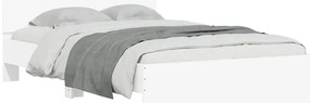 Estrutura de cama com cabeceira e luzes LED 140x190 cm branco