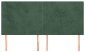 Cabeceira de cama 4 pcs veludo 100x5x78/88 cm verde-escuro