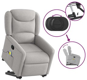 Poltrona elevatória de massagens tecido cinzento-nublado