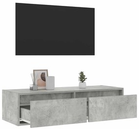 Móvel de TV com luzes LED 100X35,5x25 cm cinzento cimento
