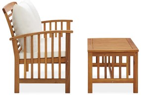 2 pcs conjunto lounge de jardim c/ almofadões acácia maciça