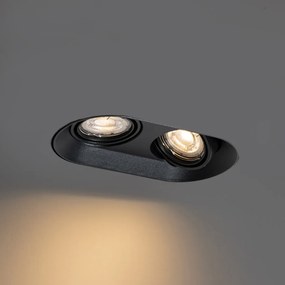 Foco embutido arredondado preto GU10 50mm 2-luzes - Hubs Moderno