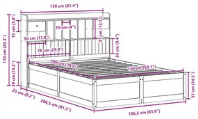 Cama sem colchão 150x200 cm madeira de pinho maciça