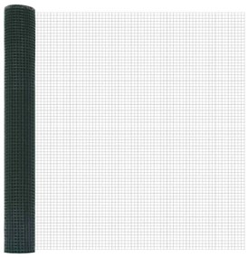 Cerca de Fio Soldado com 7 Postes Flangeados Verde 0.8x10 m Aço