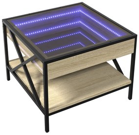 Mesa de centro luzes LED Infinity 50x50x38 cm carvalho sonoma