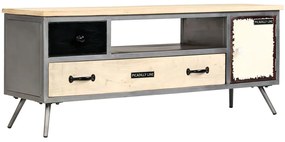 Móvel de TV madeira de mangueira maciça e aço 120x30x45 cm