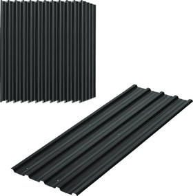Conjunto de 12 painéis em aço galvanizado resistentes às intempéries, cinza antracite, dimensões de cada painel: 129 cm x 45 cm