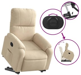 Poltrona reclinável elevatória tecido de microfibra cor creme