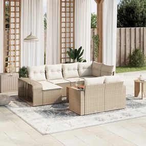 11 pcs conjunto sofás de jardim c/ almofadões vime PE bege