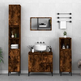 3 pcs conjunto móveis WC derivados de madeira carvalho fumado