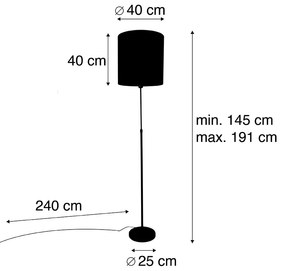 Candeeiro de pé com abajur preto pavão design 40cm ajustável - PARTE Clássico / Antigo