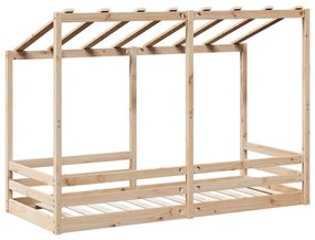 Cama infantil com telhado 75x190 cm madeira de pinho maciça