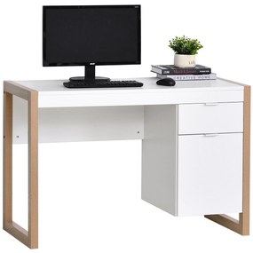 Mesa de escritorio com gaveta Armário Pés retangulares 112,5x50x75,5 cm Branco