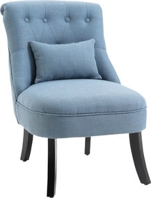 HOMCOM Poltrona Sala de Estar Poltrona Relax Loungesessel com Almofada de Encosto, Pernas em Madeira, Cadeira de Leitura com Aparência de Linho, Poltrona para Quarto, Azul | Aosom Portugal