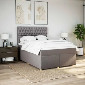 Cama com molas/colchão 160x200 cm tecido castanho-acinzentado