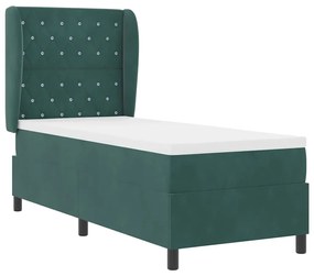 Cama Box com Colchão Verde Escuro 80 x 200 cm em Veludo