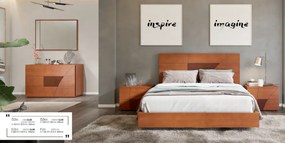 Quarto CLOE (cama + 2x mesa cabeceira + comoda + espelho) - Lacado / MDF, Lacado branco